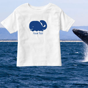 T-shirt Pour Les Tous Petits Bleu Nautique Preppy Whale Personnalisée