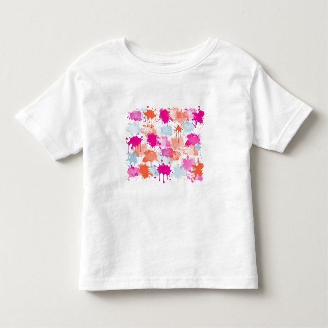 T-shirt Pour Les Tous Petits Bleu rose orange Abstrait Peinture (Devant)