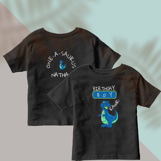 T-shirt Pour Les Tous Petits Bleu Vert Dinosaure Premier Anniversaire (Cute Blue Green Dinosaur First Birthday Toddler T-shirt)