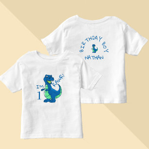 T-shirt Pour Les Tous Petits Bleu Vert Dinosaure Premier Anniversaire