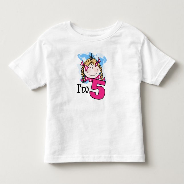T-shirt Pour Les Tous Petits Blond Girl I'm Five (Devant)