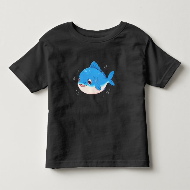 T-shirt Pour Les Tous Petits Blue Fish Drawing (Devant)