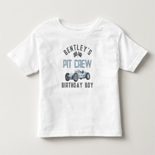 T-shirt Pour Les Tous Petits Blue Race Car Deux Fast Birthday Boy Shirt (Devant)
