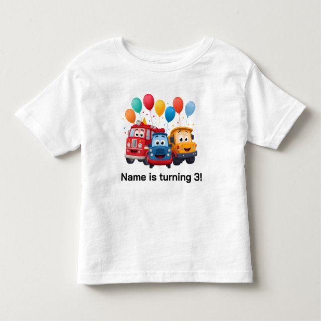 T-shirt Pour Les Tous Petits Blue Striped Truck Birthday Theme (Devant)