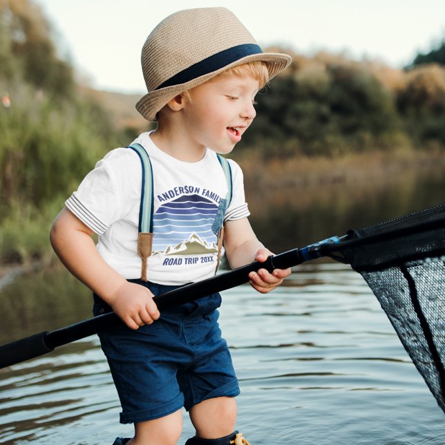 T-shirt Pour Les Tous Petits Blue Sunset Mountain Custom Family Réunion Voyage (Créateur téléchargé)