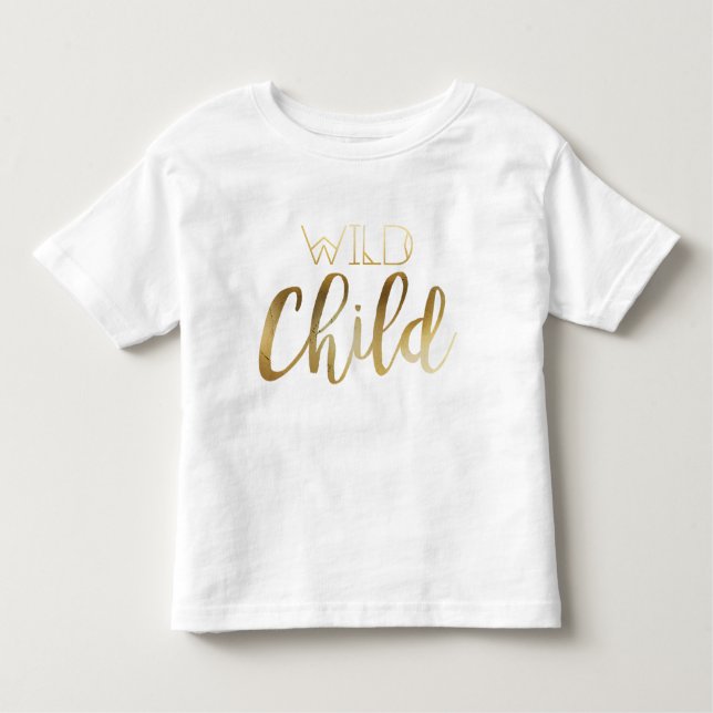 T-shirt Pour Les Tous Petits Bohème Chic Wild Child | Pétrole d'or de la tribu (Devant)