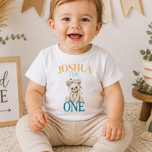 T-shirt Pour Les Tous Petits Boho Ourson Premier Anniversaire (Boho Bearly One First Birthday Toddler T-shirt)