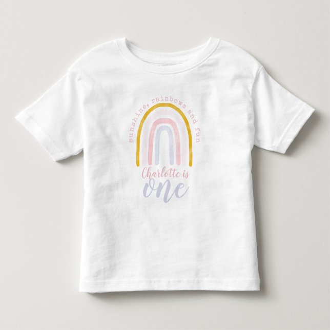 T-shirt Pour Les Tous Petits Boho Sunshine, Rainbows et Fun First Birday (Devant)