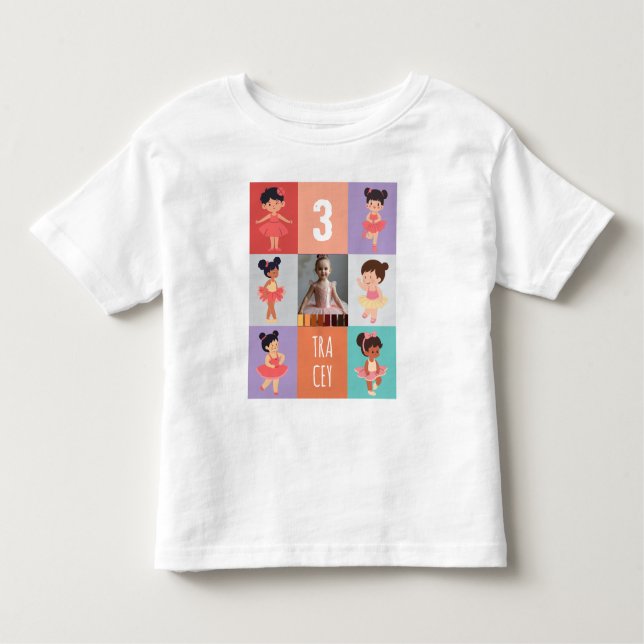 T-shirt Pour Les Tous Petits Boîtes Pop Art Dessin animé Ballet 3e Anniversaire (Devant)