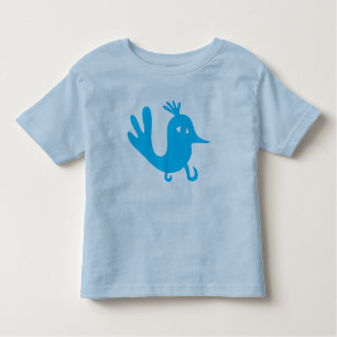 T-shirt Pour Les Tous Petits Bonheur bleu drôle de bonne chance d'oiseau