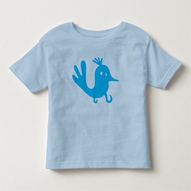 T-shirt Pour Les Tous Petits Bonheur bleu drôle de bonne chance d'oiseau (Devant)