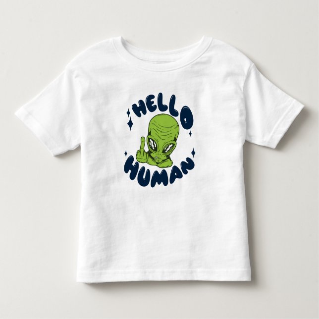 T-shirt Pour Les Tous Petits Bonjour Alien drôle humain (Devant)