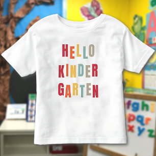 T-shirt Pour Les Tous Petits Bonjour maternelle Texte coloré Retour À L'École