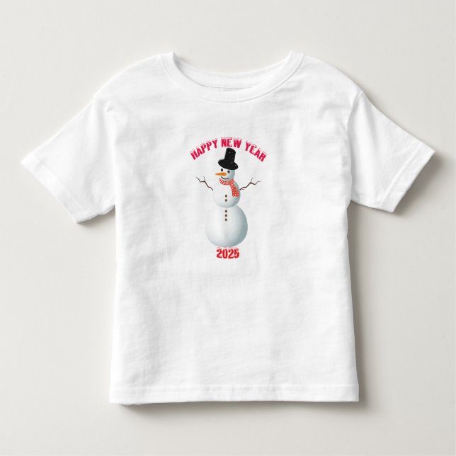 T-shirt Pour Les Tous Petits Bonne Année Avec SnowMan 2025 (Devant)