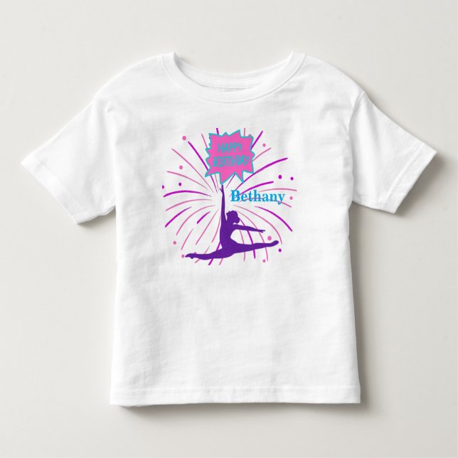 T-shirt Pour Les Tous Petits Bonne Gymnastique d'anniversaire Personnalisée (Devant)