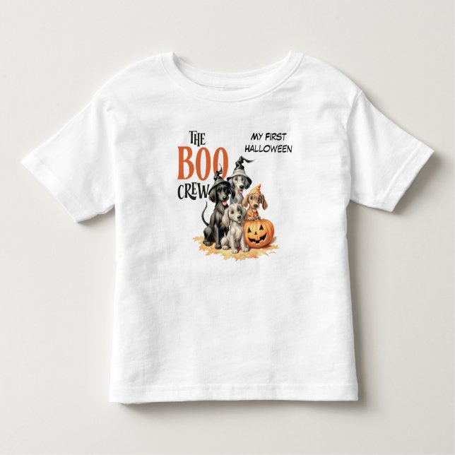 T-shirt Pour Les Tous Petits Boo Crew Chiens mignons Enfants Halloween (Devant)