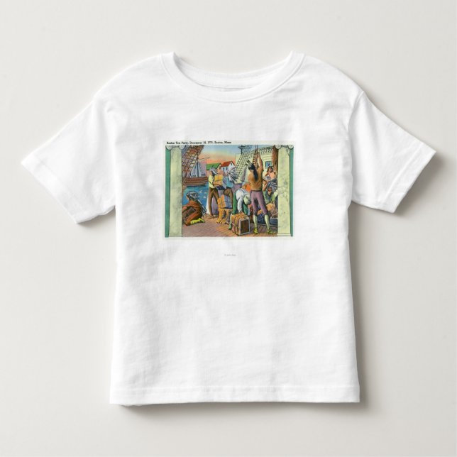 T-shirt Pour Les Tous Petits Boston, scène de thé de MassachusettsBoston (Devant)
