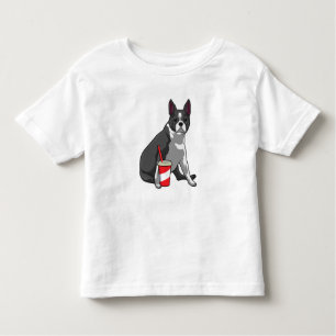 T-shirt Pour Les Tous Petits Boston Terrier avec boisson