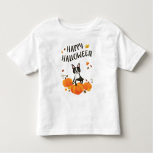 T-shirt Pour Les Tous Petits Boston Terrier Citrouille Fall quitte Halloween Sh