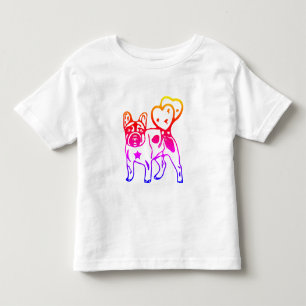 T-shirt Pour Les Tous Petits Bouledogue français cœur néon