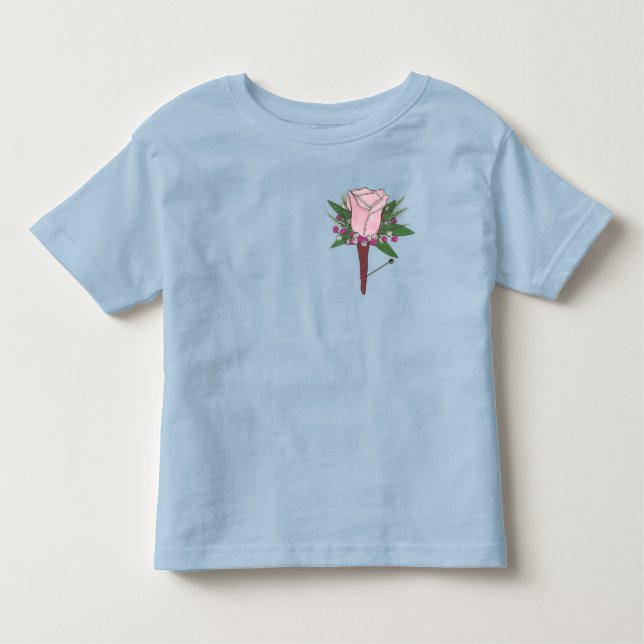 T-shirt Pour Les Tous Petits Boutonniere Rose Fleur Mariage Porteur Bague (Devant)