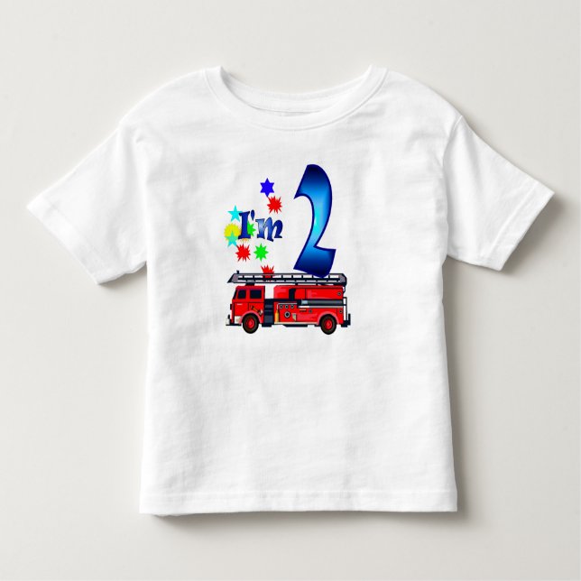 T-shirt Pour Les Tous Petits Boy 2e anniversaire moteur d'incendie (Devant)