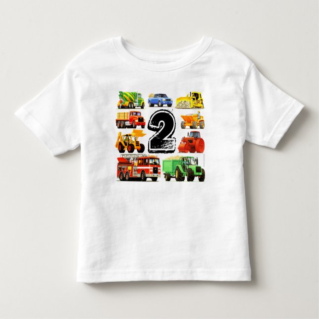 T-shirt Pour Les Tous Petits Boy's Construction Truck 2e anniversaire (Devant)