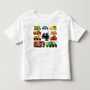 T-shirt Pour Les Tous Petits Boy's Custom Age Construction Camion 4e anniversai
