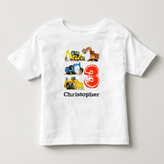 T-shirt Pour Les Tous Petits Boys Giant Construction Diggers 3e anniversaire