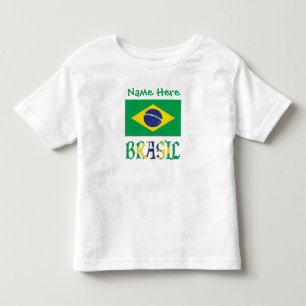 T-shirt Pour Les Tous Petits Brésil Drapeau Brésil Nom Personnalisé