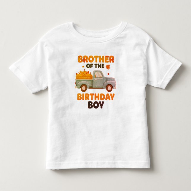 T-shirt Pour Les Tous Petits Brother of the Birthday Boy Shirt, Fall Pumpkin (Devant)