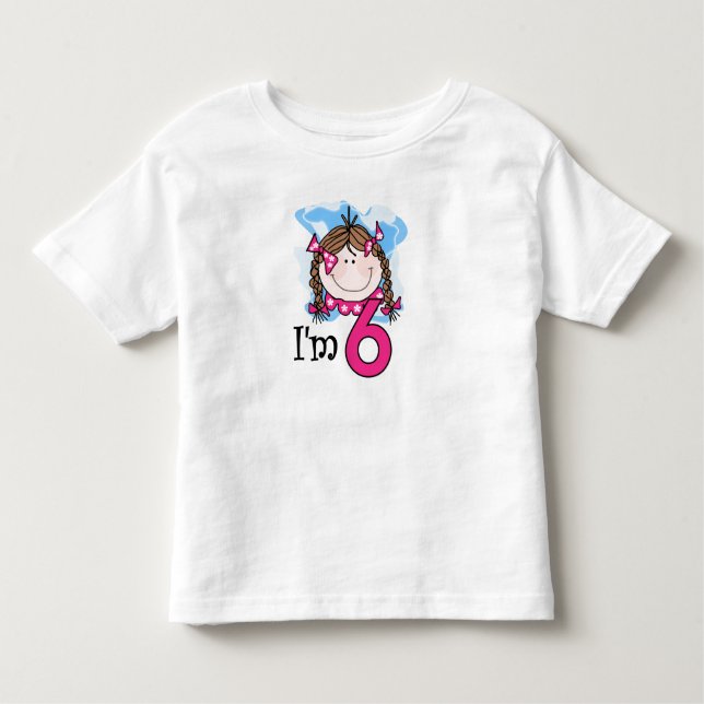 T-shirt Pour Les Tous Petits Brunette Girl I'm Six (Devant)