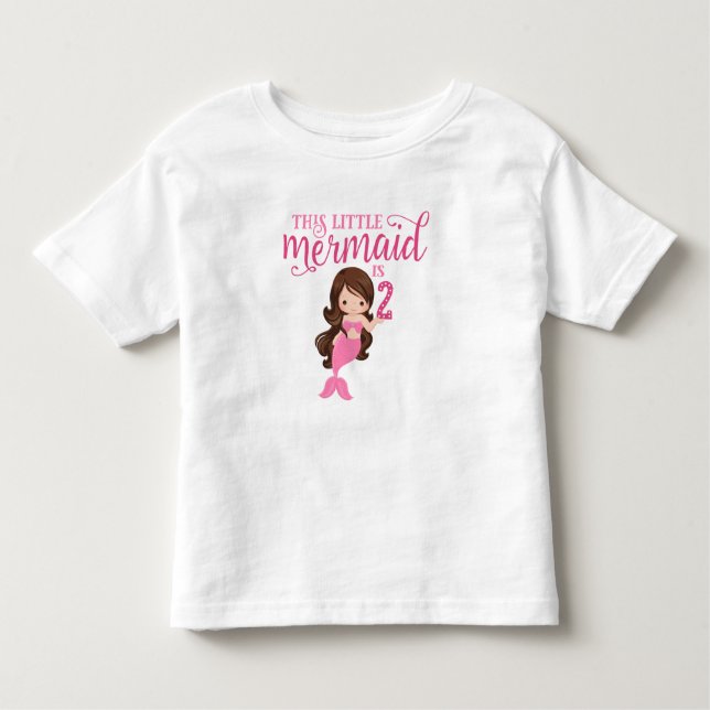 T-shirt Pour Les Tous Petits Brunette Mermaid 2e anniversaire (Devant)