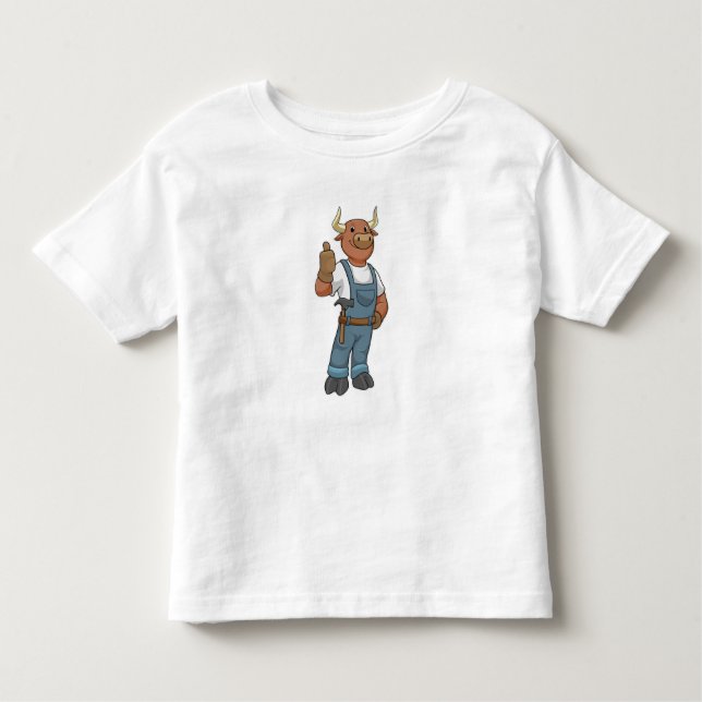 T-shirt Pour Les Tous Petits Bull comme Handyman avec Hammer (Devant)