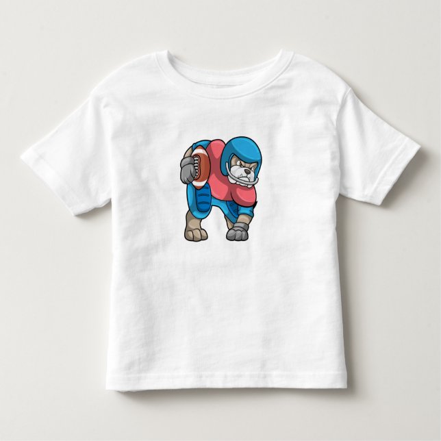 T-shirt Pour Les Tous Petits Bulldog au sport avec football et casque (Devant)