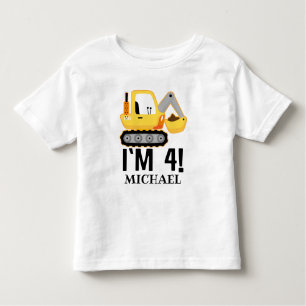T-shirt Pour Les Tous Petits Bulldozer de construction du 4e anniversaire perso