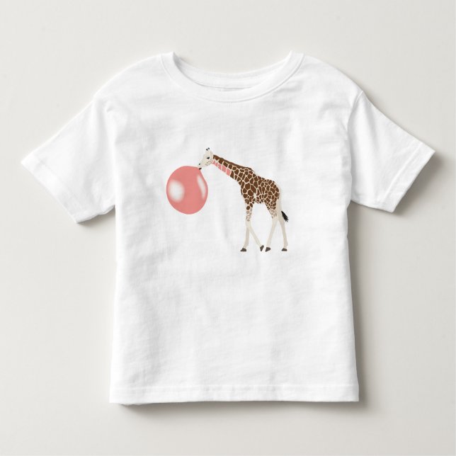 T-shirt Pour Les Tous Petits Bulle de gomme Giraffe soufflante bulle (Devant)