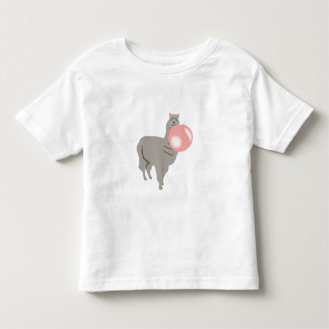 T-shirt Pour Les Tous Petits Bulle de gomme Llama soufflant bulle (Devant)