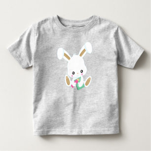 T-shirt Pour Les Tous Petits Bunny Va À L'École, Mignonne Lapin, Livres, Crayon