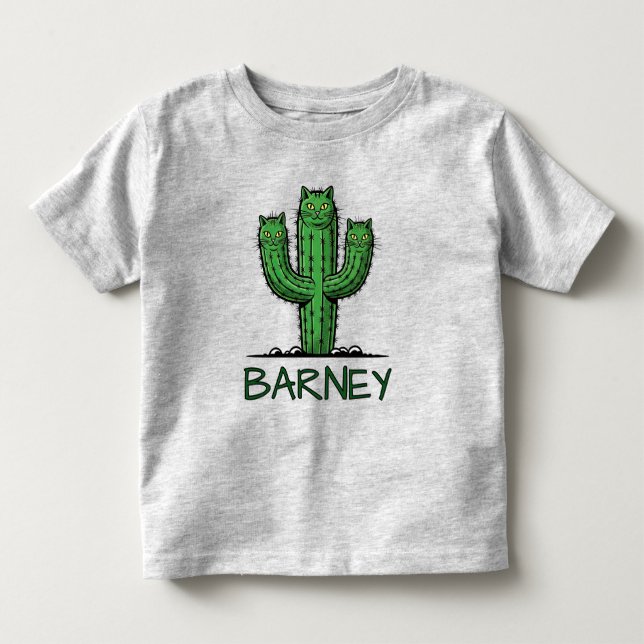 T-shirt Pour Les Tous Petits Cactus Drôle avec Visages de Chat (Devant)