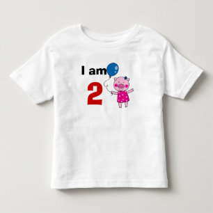 T-shirt Pour Les Tous Petits Cadeau de fille de 2 ans (cochon mignon)