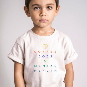T-shirt Pour Les Tous Petits Café, Chiens et Santé mentale - Le Trio Parfait