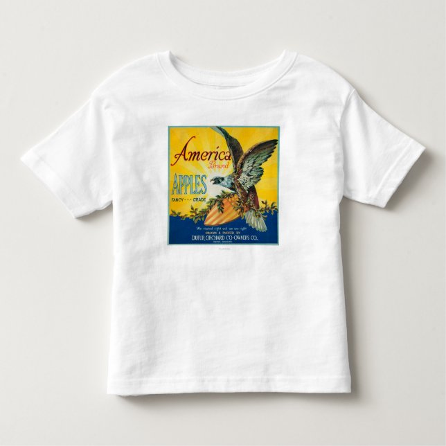 T-shirt Pour Les Tous Petits Caisse LabelDufur de l'Amérique Apple, OU (Devant)