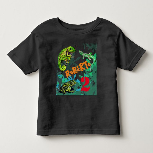 T-shirt Pour Les Tous Petits caméléon, lézard, grenouille (Devant)