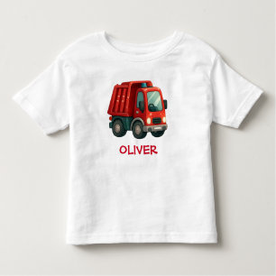 T-shirt Pour Les Tous Petits Camion à vidange rouge mignon