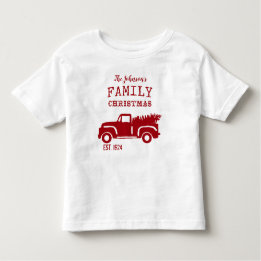 T-shirt Pour Les Tous Petits Camion de ferme de famille rouge