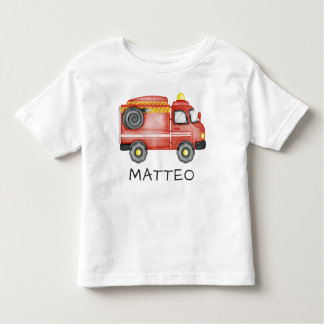 T-shirt Pour Les Tous Petits Camion-feu personnalisé, joli Pommeau personnalisé