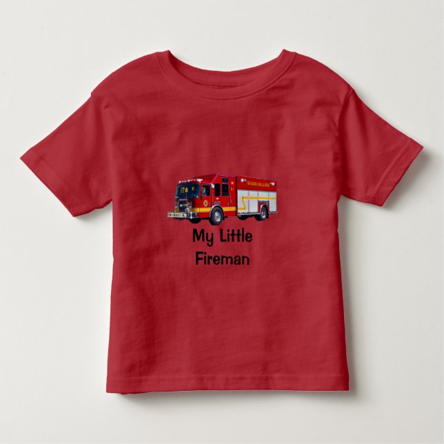 T-shirt Pour Les Tous Petits Camion Feu Rouge Mon Petit Feu Design (Devant)