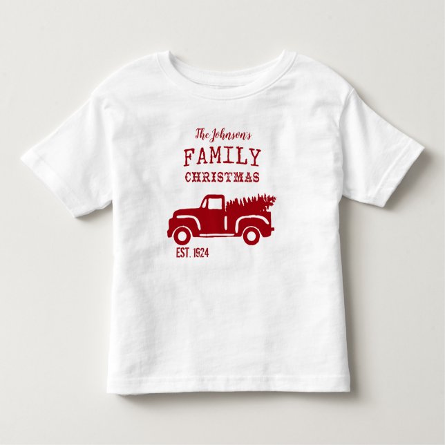 T-shirt Pour Les Tous Petits Camion rouge de la ferme familiale (Devant)