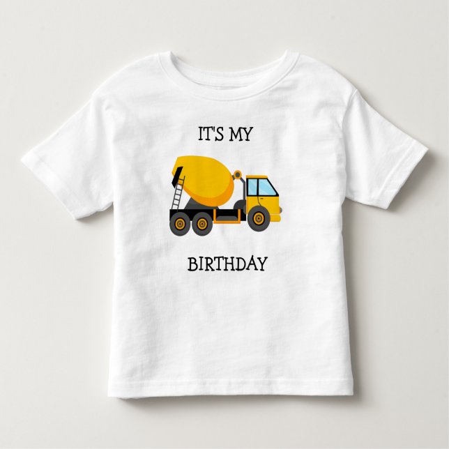 T-shirt Pour Les Tous Petits Camion Toupie Jaune Enfant C'est Mon Anniversaire (Devant)